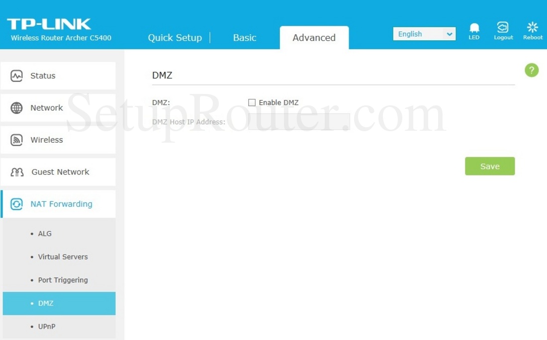 TPLink Archer C5400 Screenshot DMZ
