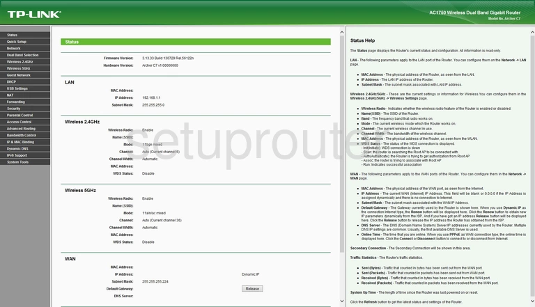 router status mac address internet IP