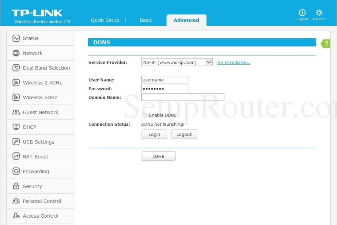 TPLink Archer C8 Screenshot DDNS