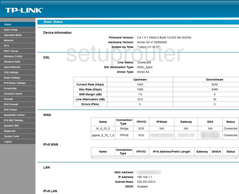 router status mac address internet IP