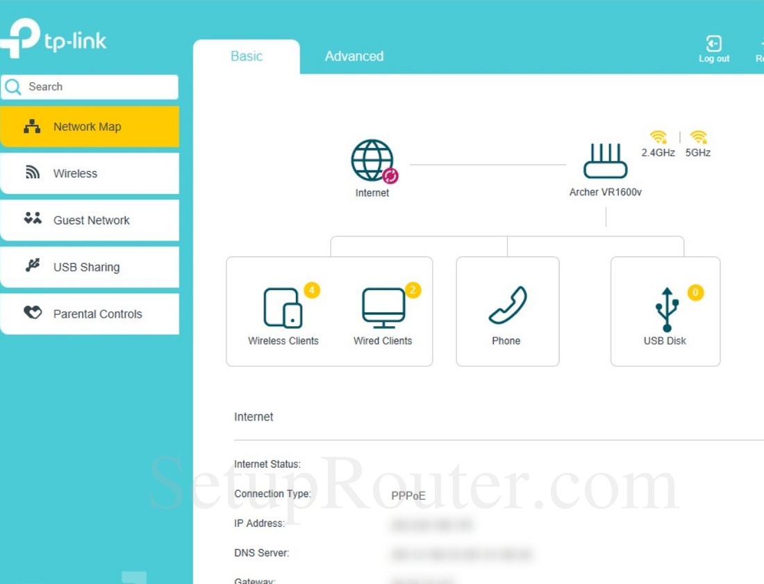 TP-Link Archer VR1600v Screenshot NetworkMap