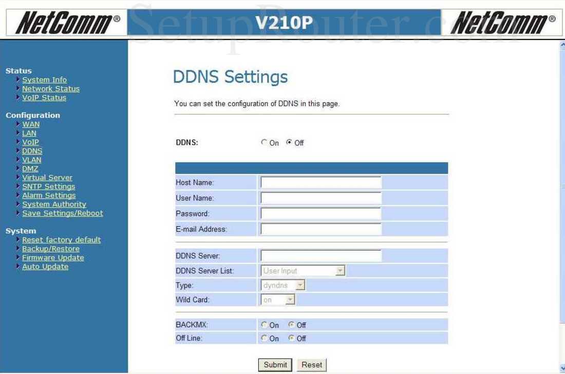 TPLink TD8840 Screenshot DDNS Settings