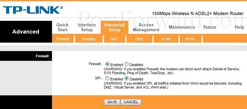 TP-Link TD-W8151N Firewall