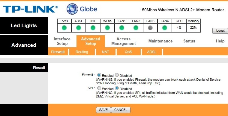 Настройка firewall tp link