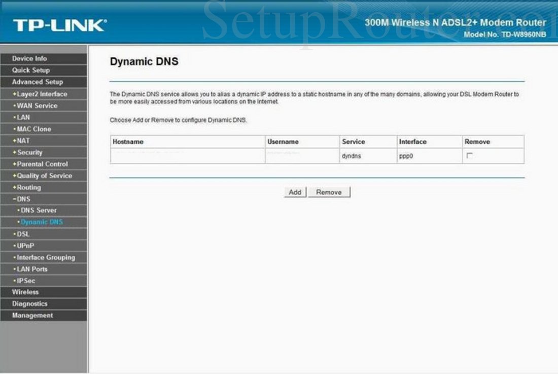TPLink TDW8960NB Screenshot Dynamic DNS