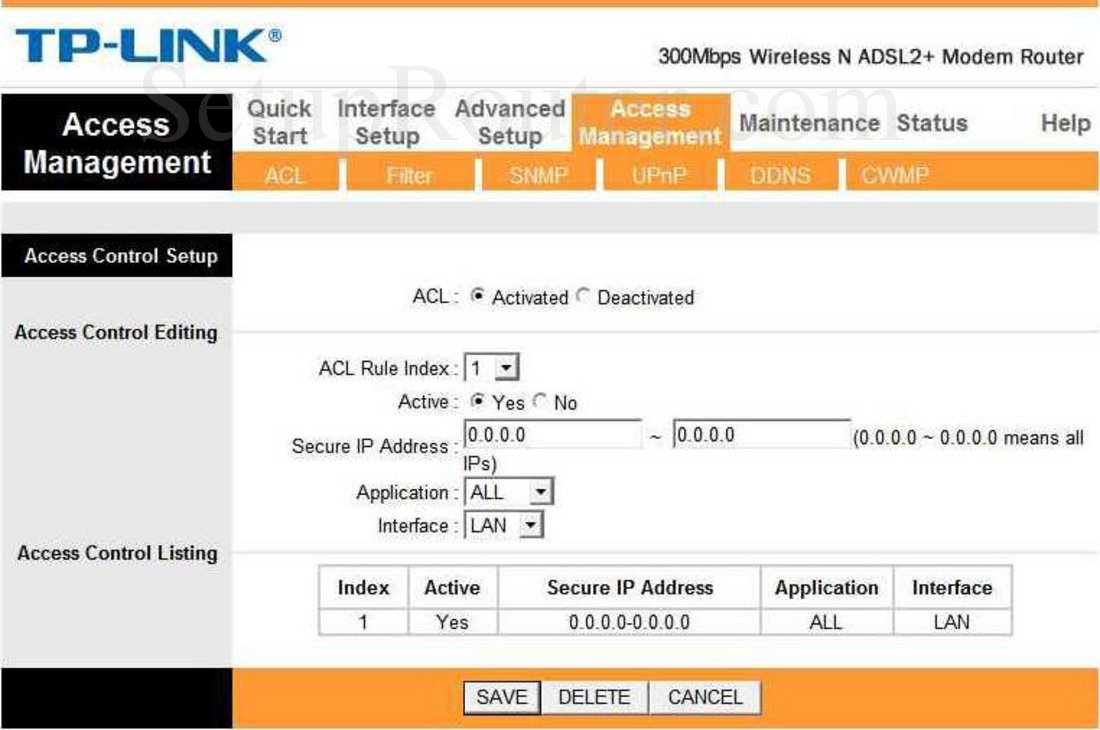 TPLink TDW8961NT Screenshot Access Control Setup