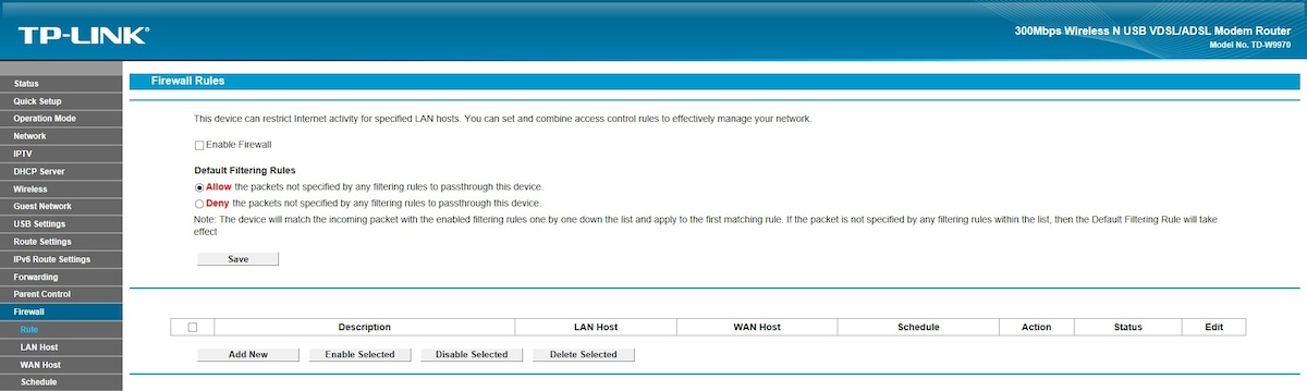 Настройка firewall tp link