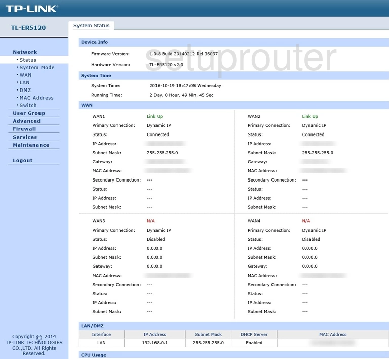 router status mac address internet IP