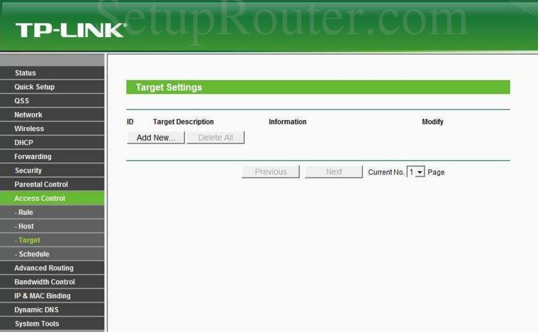 TP-Link TL-MR3240 Screenshot Target Settings