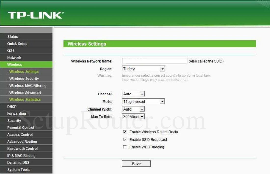 TP-Link TL-MR3240 Screenshot Wireless Settings