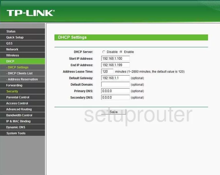 router DHCP lan mac address binding internet settings