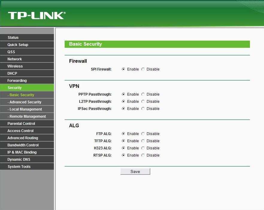 Настройка firewall tp link