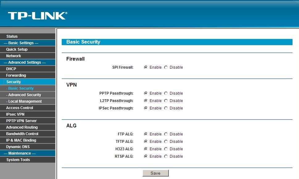 Настройка firewall tp link