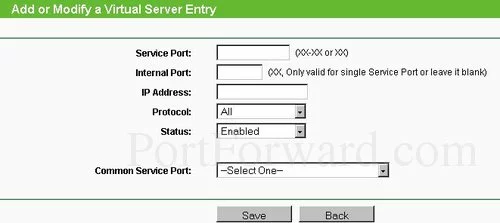 TP-Link TL-WA7210N Virtual Server Add