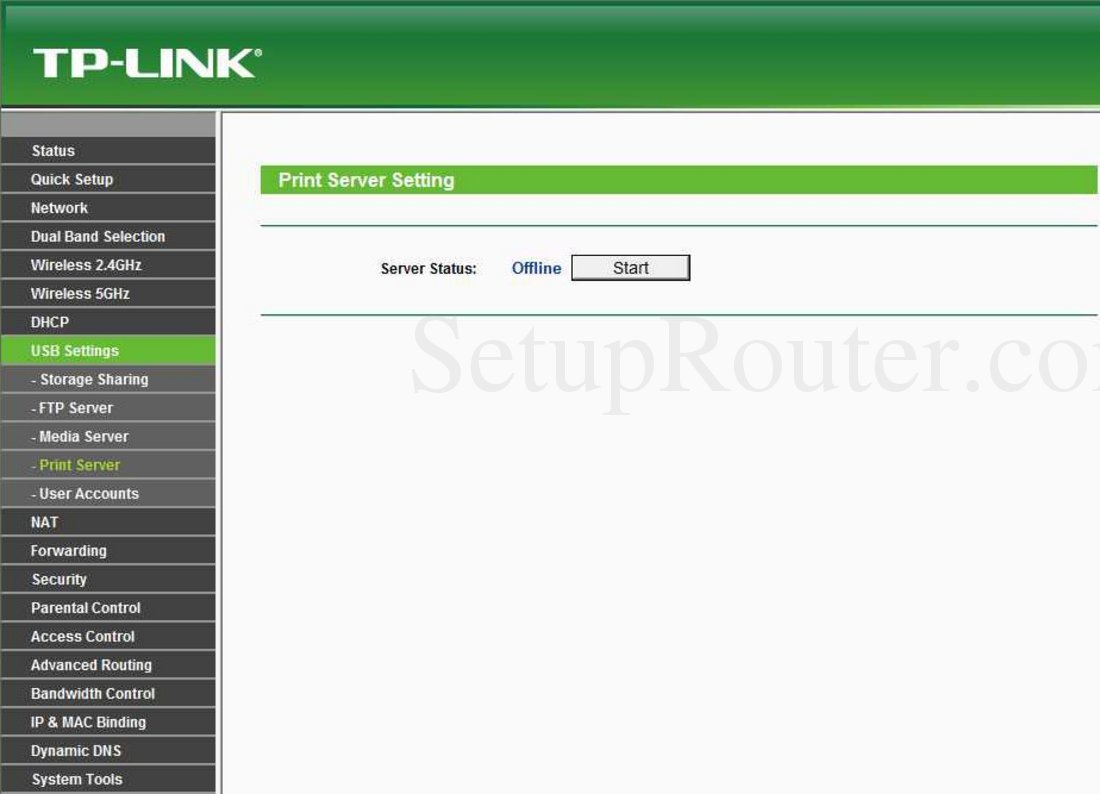 tp link router printer setup