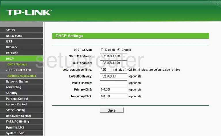 router DHCP lan mac address binding internet settings