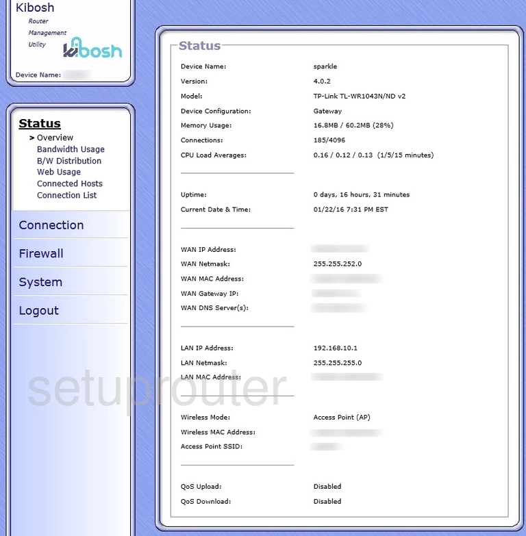 router status mac address internet IP