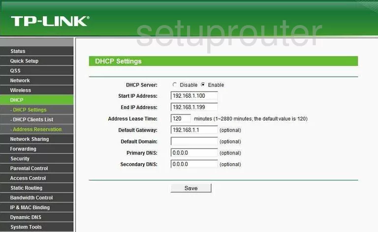 router DHCP lan mac address binding internet settings