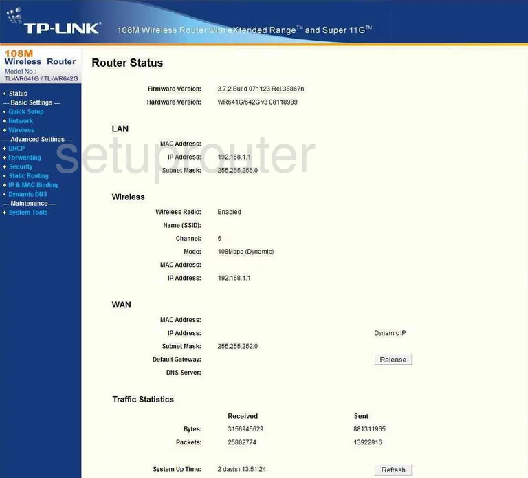 router status mac address internet IP