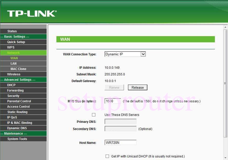 All Screenshots for the TP-Link TL-WR720N