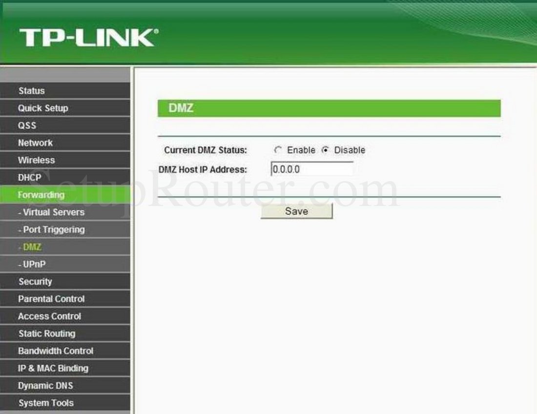 TPLink TLWR740N Screenshot DMZ