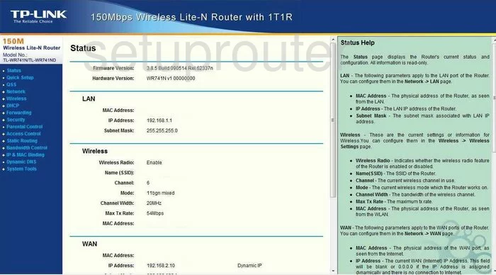 router status mac address internet IP