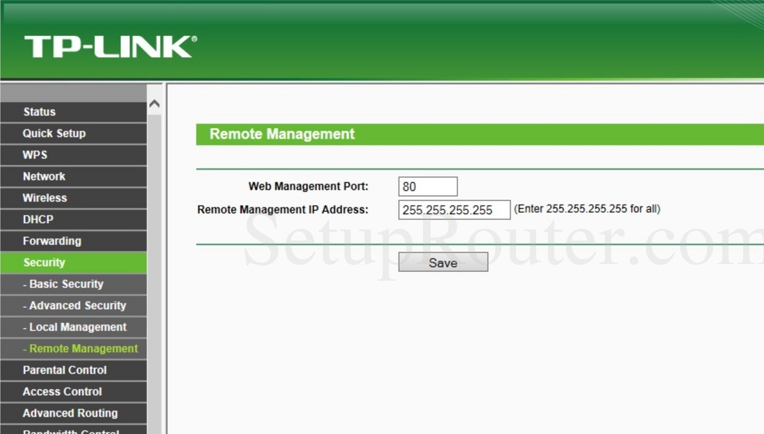TPLink TLWR841N v9 Screenshot RemoteManagement