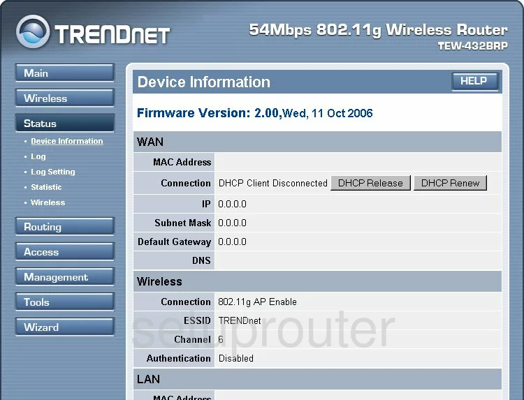 router status mac address internet IP