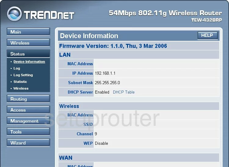 router status mac address internet IP