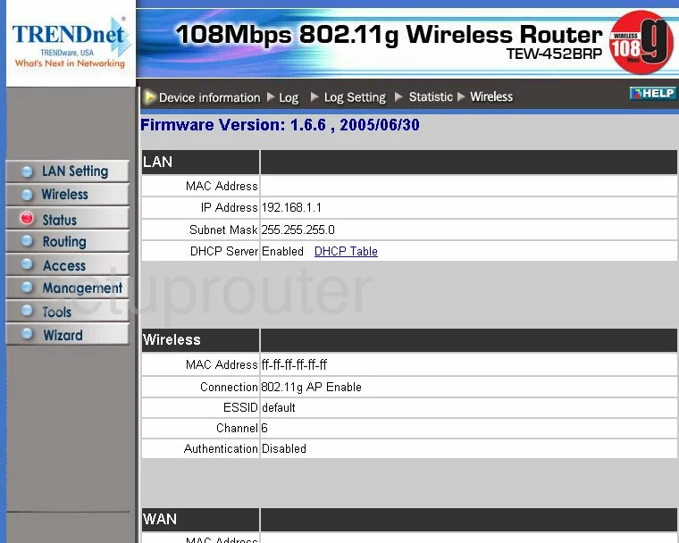 router status mac address internet IP