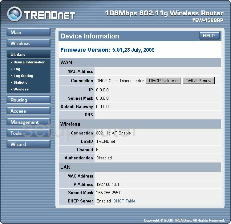 router status mac address internet IP