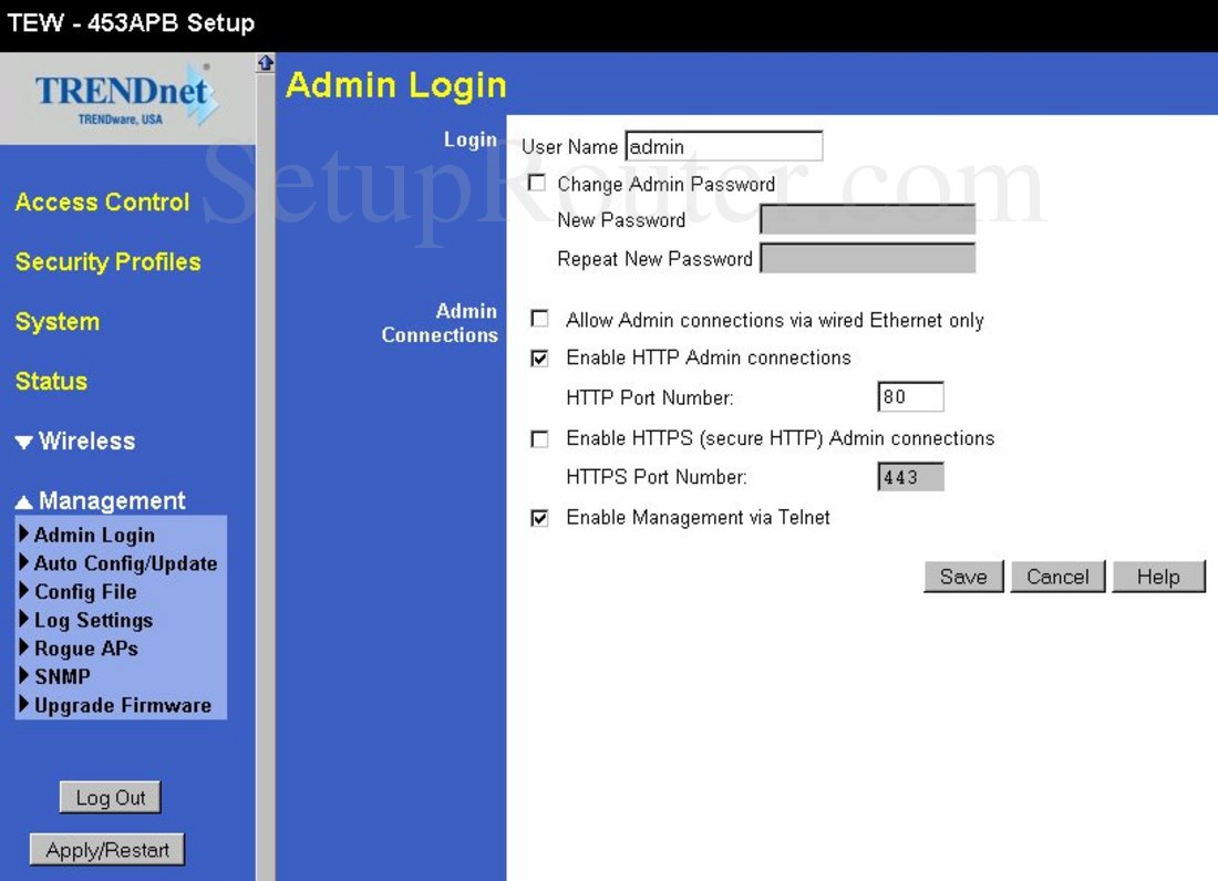 TEW453APB Screenshot Admin Login