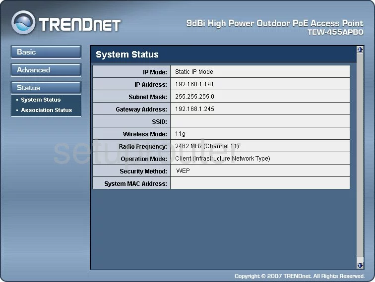 router status mac address internet IP