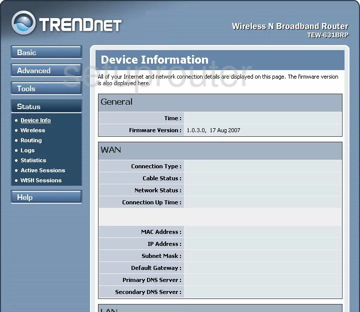 router status mac address internet IP