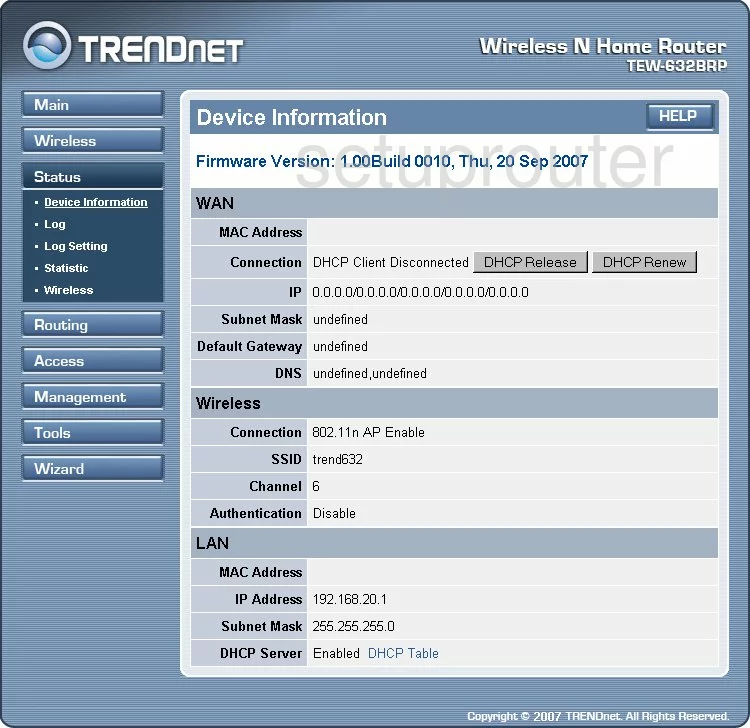 router status mac address internet IP