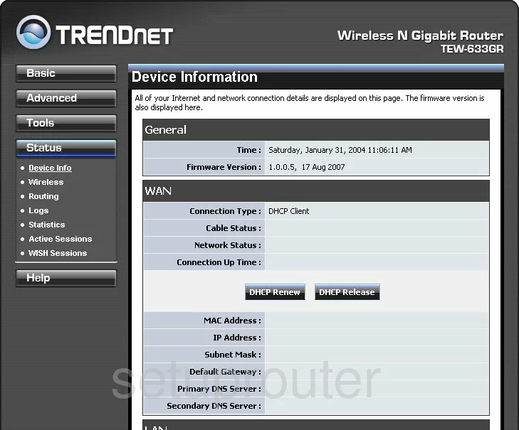 router status mac address internet IP