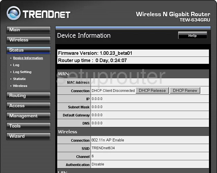 router status mac address internet IP