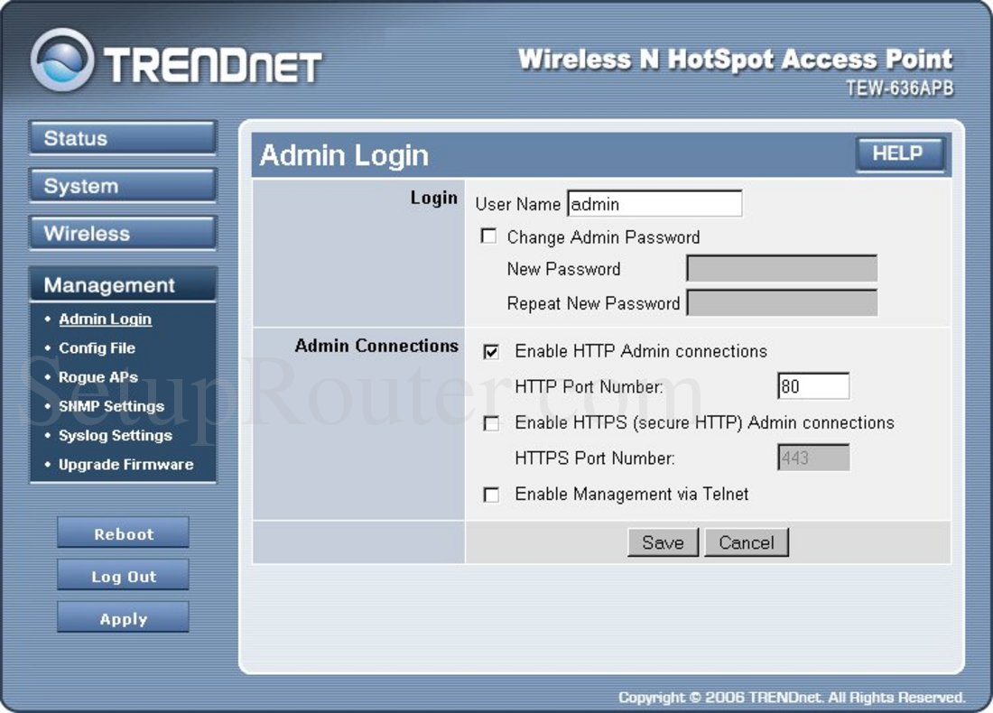 TEW636APB Screenshot Admin Login