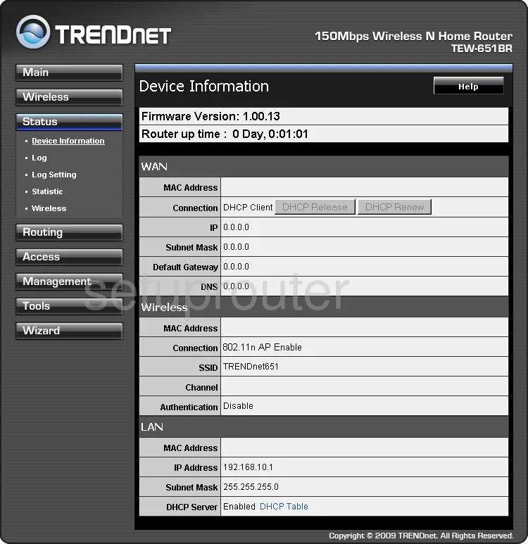 router status mac address internet IP