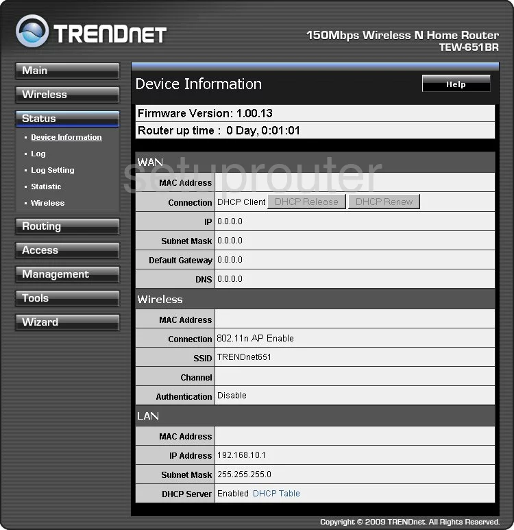 router status mac address internet IP