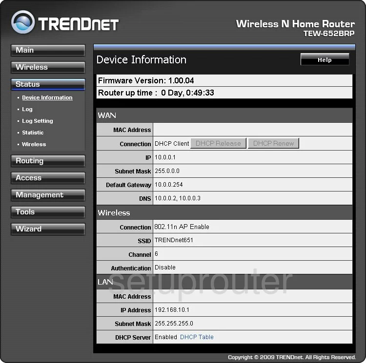 router status mac address internet IP