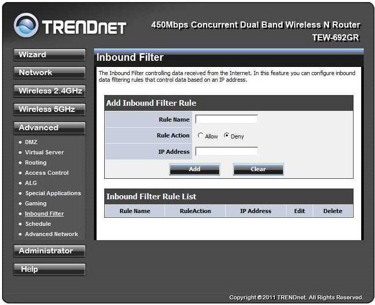 Роутер trendnet tew 692gr дефолтные настройки