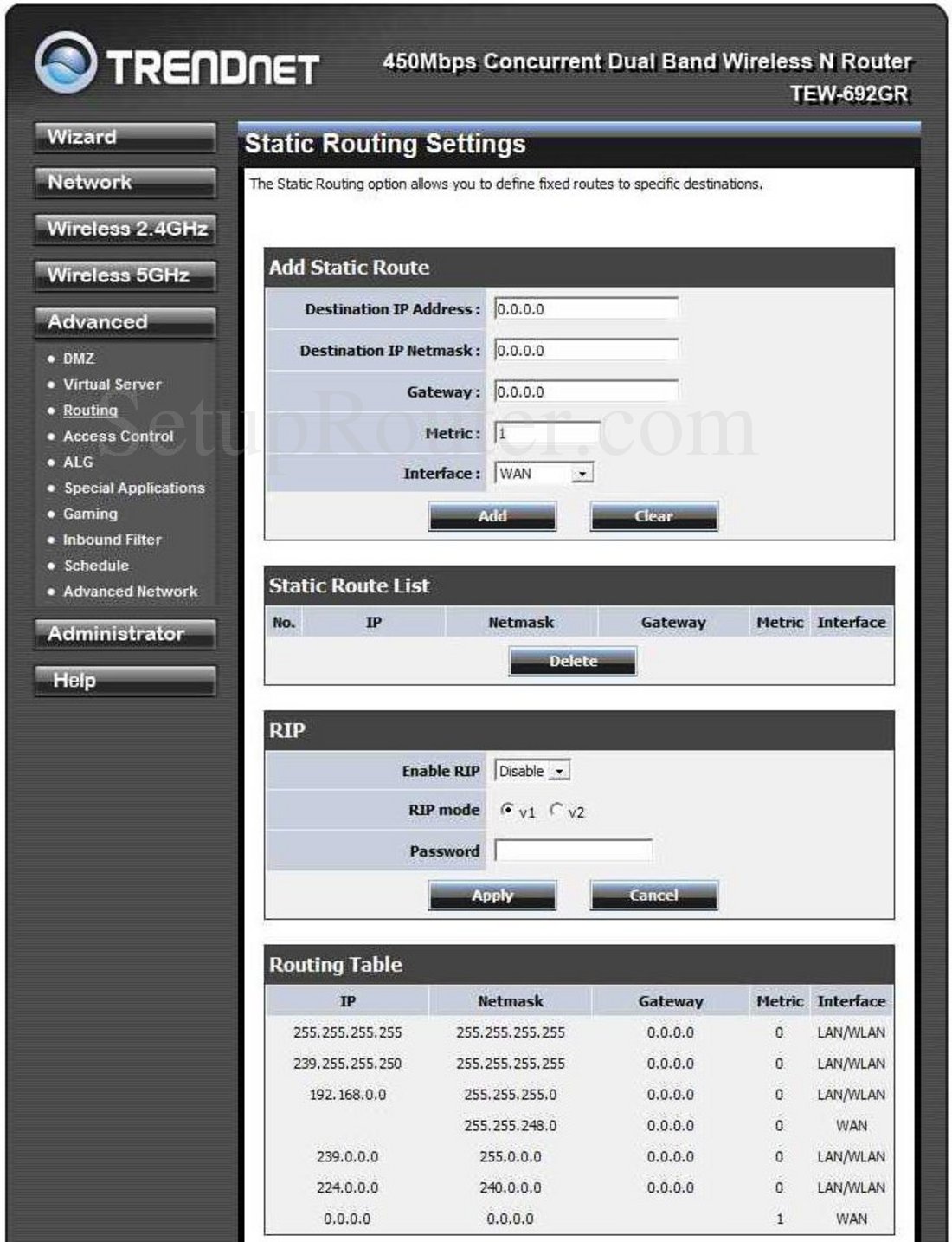 Роутер trendnet tew 692gr дефолтные настройки