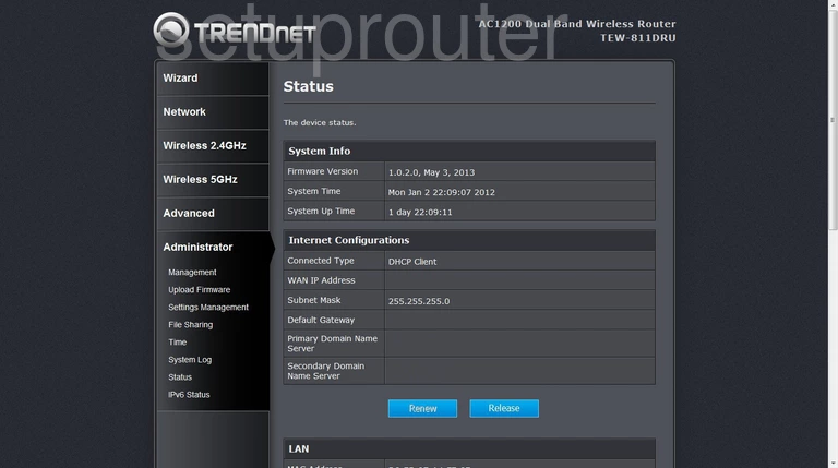 router status mac address internet IP