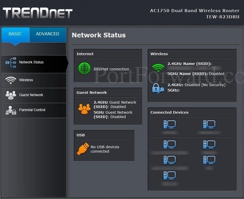 Trendnet TEW-823DRU Basic Network Status