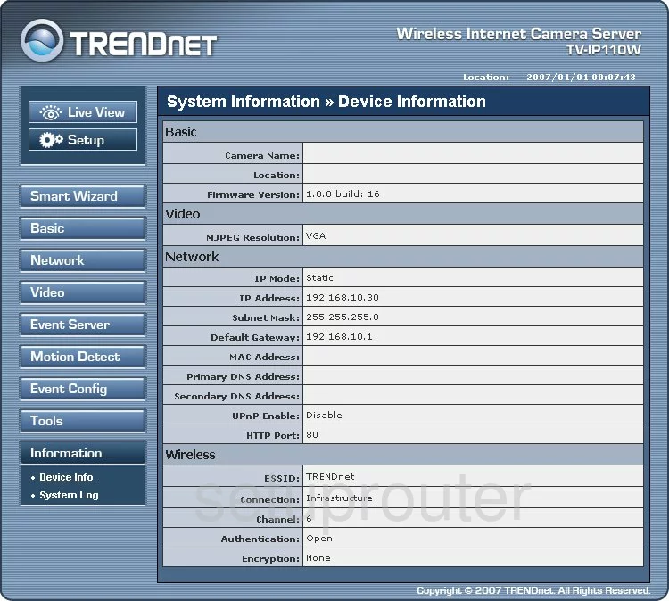 router status mac address internet IP