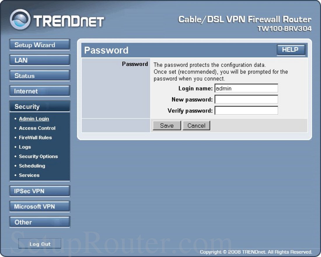 TW100BRV304v3 Screenshot Admin Login