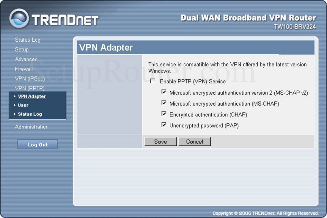 TW100BRV324 Screenshot VPN Adapter