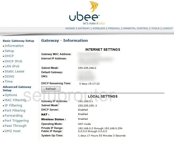 router status mac address internet IP