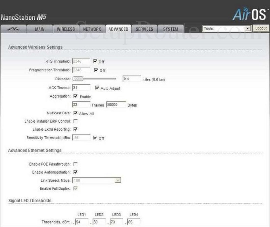 Ubiquiti NanoStationM5 Screenshot Advanced
